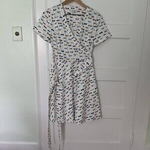 Boden Retro Sunglass Print Lara Wrap Dress Size US10P UK14P Used